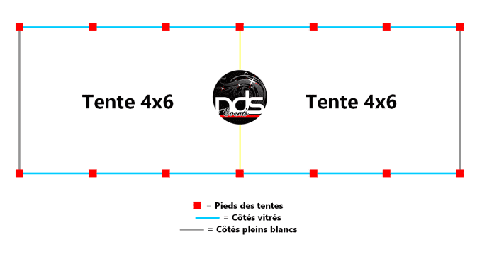 Structure pliante 48m² 4x12m AVEC côtés