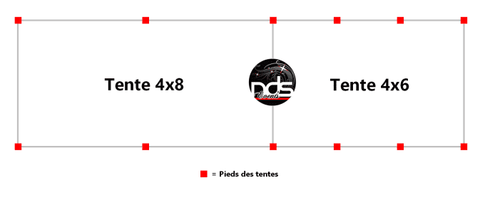Structure de réception 56m² 4x14m