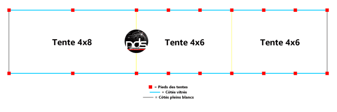 Structure de réception 80m² 4x20m