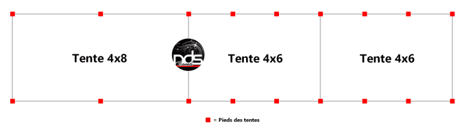 Structure de réception 80m² 4x20m