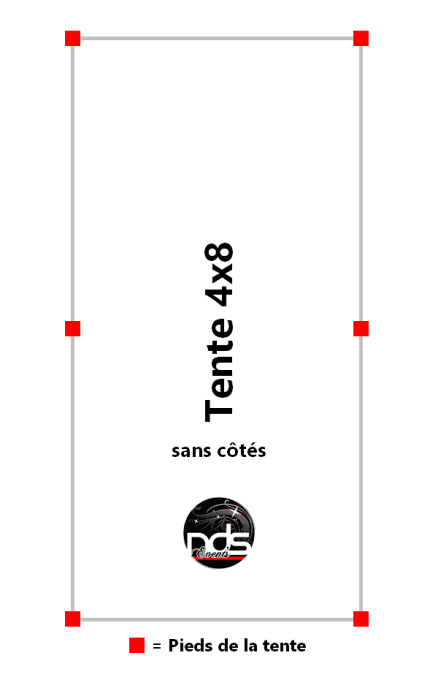 Tente de réception 4x8m 32m²