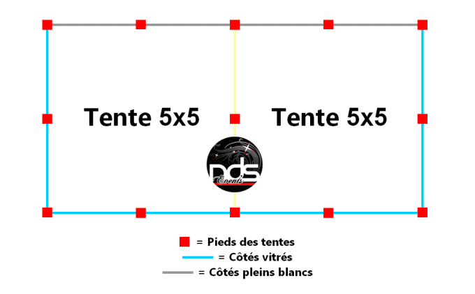 Structure de réception 50m² 5x10m