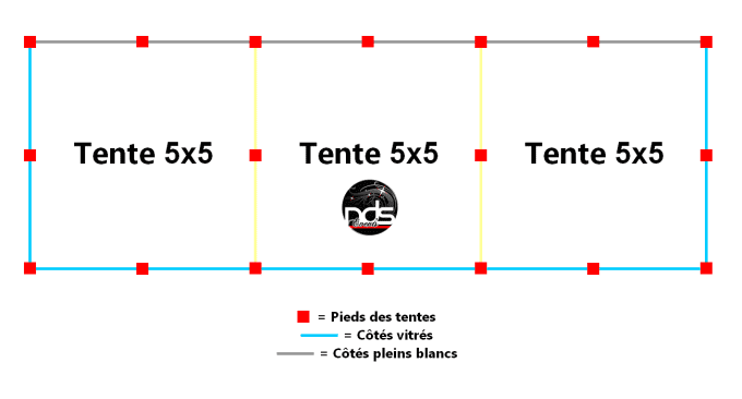 Structure de réception 75m² 5x15m