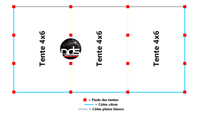 Structure de réception 72m² 6x12m