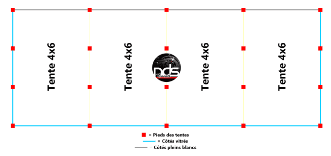 Structure de réception 96m² 6x16m