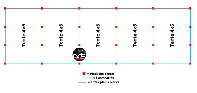 Structure de réception 120m² 6x20m
