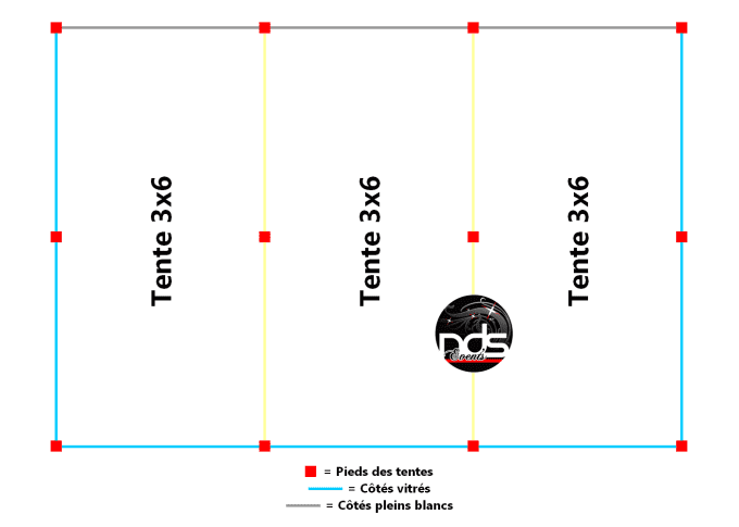 Structure de réception 54m² 6x9m