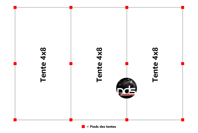 Structure de réception 96m² 8x12m