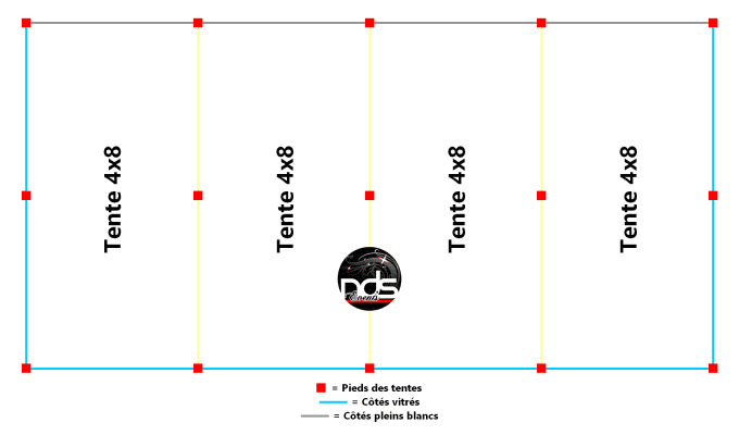 Structure de réception 128m² 8x16m