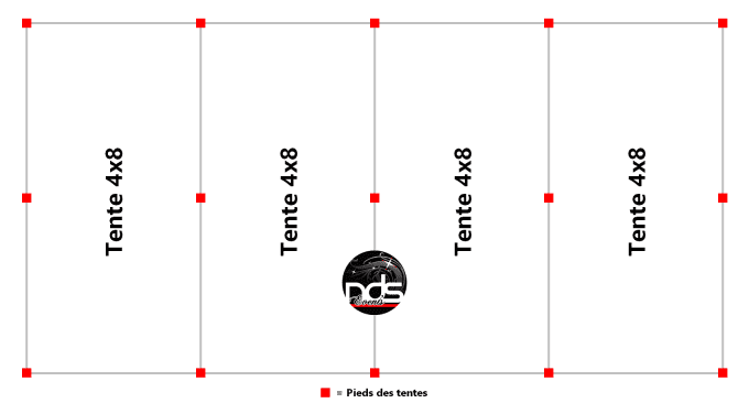 Structure de réception 128m² 8x16m