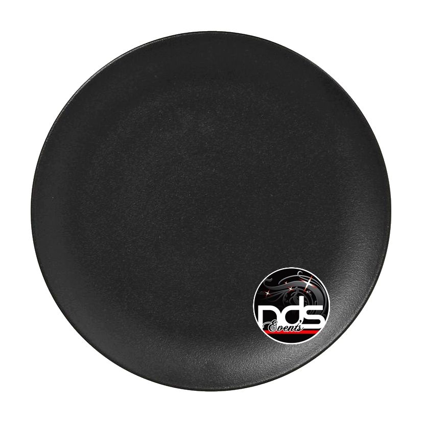 Assiette ronde Noire porcelaine texturée