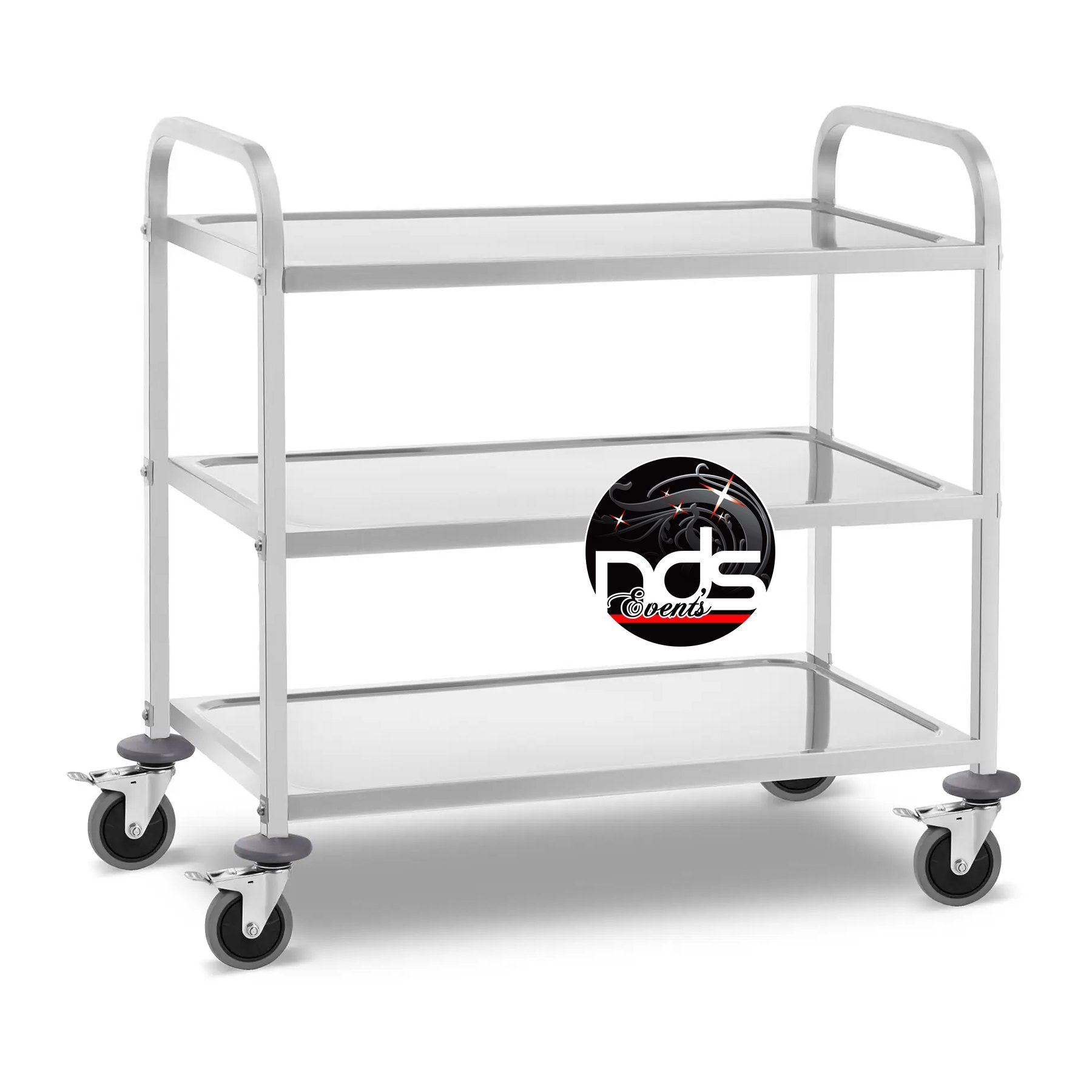 Chariot de service inox 3 plateaux 101 x 57 cm