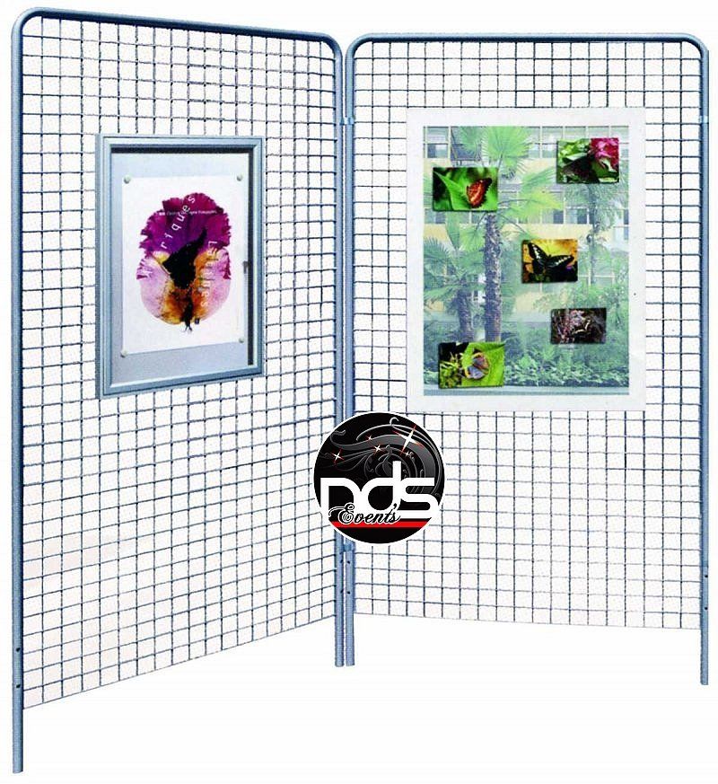 Grille d'exposition modulable 2x1m sur pieds