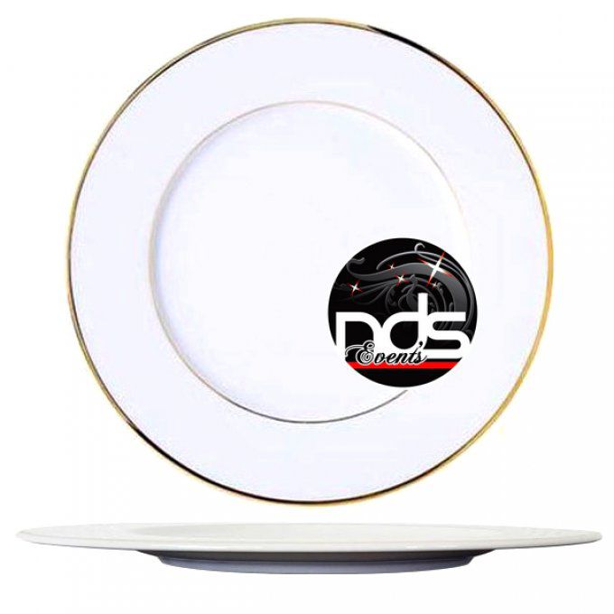 Assiette ronde porcelaine "Filet Or"