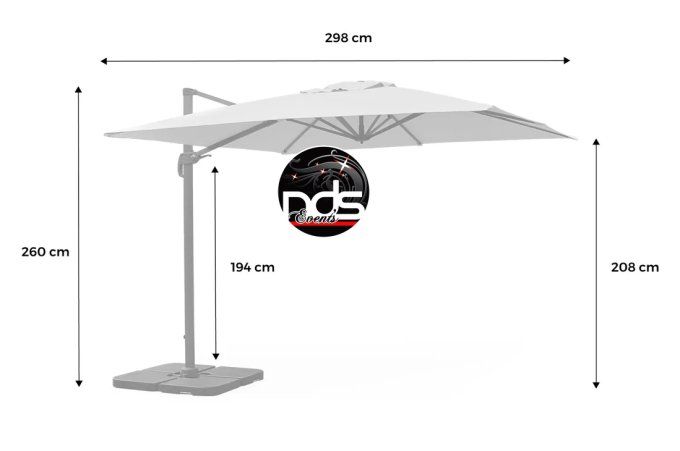 Parasol déporté blanc 3m