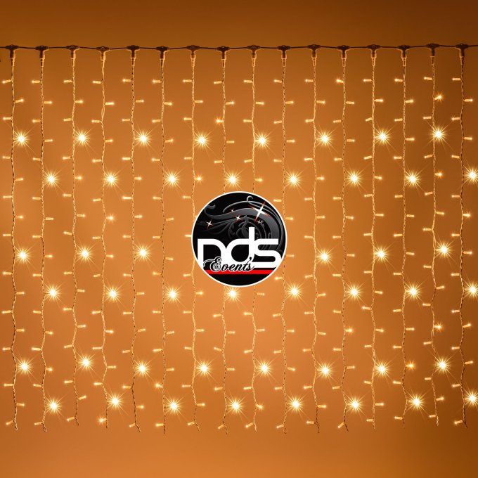 Rideau lumineux LED blanc chaud, hauteur 3m