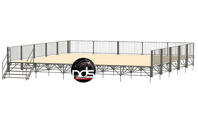 Scène à hauteur réglable, composable au m², montage et démontage compris