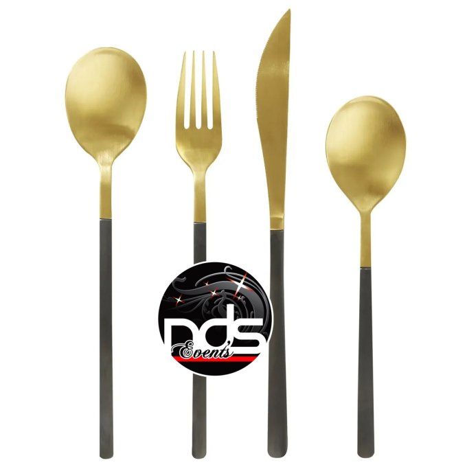 Couverts gamme "Subtil" Noir et Or - Lot de 10